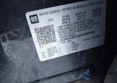 2024 Chevrolet Blazer Ev Eawd 2Lt from USA, damaged, VIN 3GNKDBRJ6RS289998